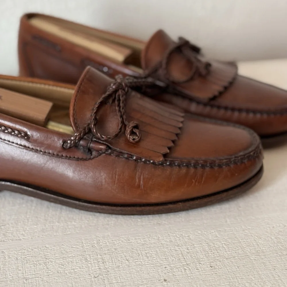 Allen Edmonds Shoes Nottingham TAN LEATHER MOCCASIN Size 8.5